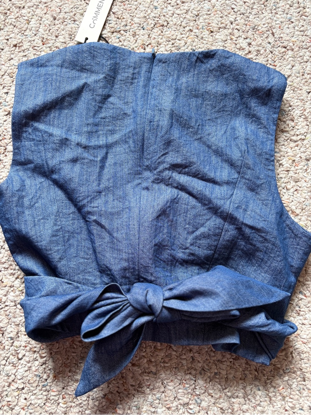 NWT Commense women’s medium crop tank top wide leg trouser chambray blue set - Picture 10 of 12